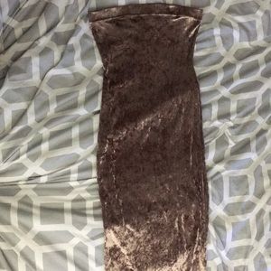 Strapless crushed velvet dress